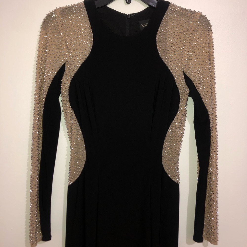 Black + nude sheer dress